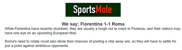 Jonathan O’Shea nhận định Fiorentina vs AS Roma, lh45 ngày 10/5 - Ảnh 1