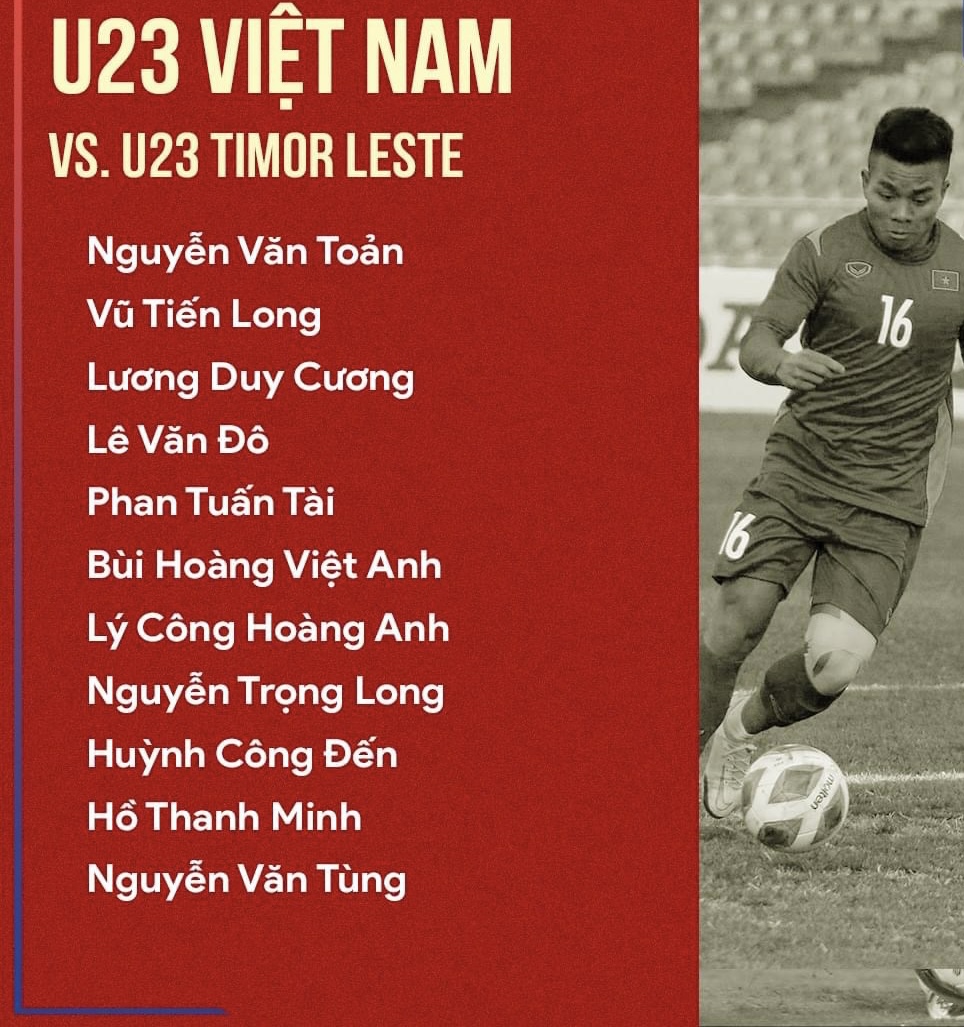 Đội hình ra sân chính thức U23 Việt Nam vs U23 Đông Timor, 19h ngày 15/5 (cập nhật) - Ảnh 1