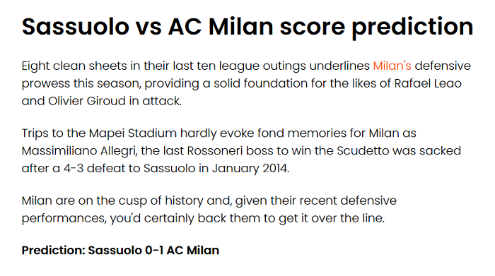 Craig Vickers dự đoán Sassuolo vs AC Milan, 23h ngày 22/5 - Ảnh 1