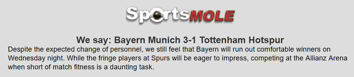 Dự đoán Bayern Munich vs Tottenham (3h 12/12) bởi Sports Mole