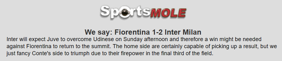 Dự đoán Fiorentina vs Inter Milan (2h45 16/12) bởi chuyên gia Matt Law