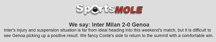 Dự đoán Inter Milan vs Genoa (0h 22/12) bởi chuyên gia Matt Law