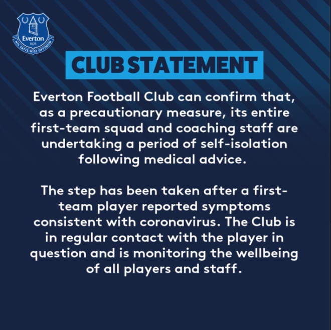 Đến lượt Everton tự cách ly, giải Ngoại Hạng buộc phải tạm hoãn