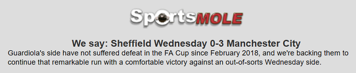 Dự đoán Sheffield Wed vs Man City (2h45 5/3) bởi Sports Mole